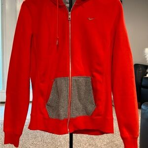 Nike Crimson Zip Up Hoodie with Charcoal Accents